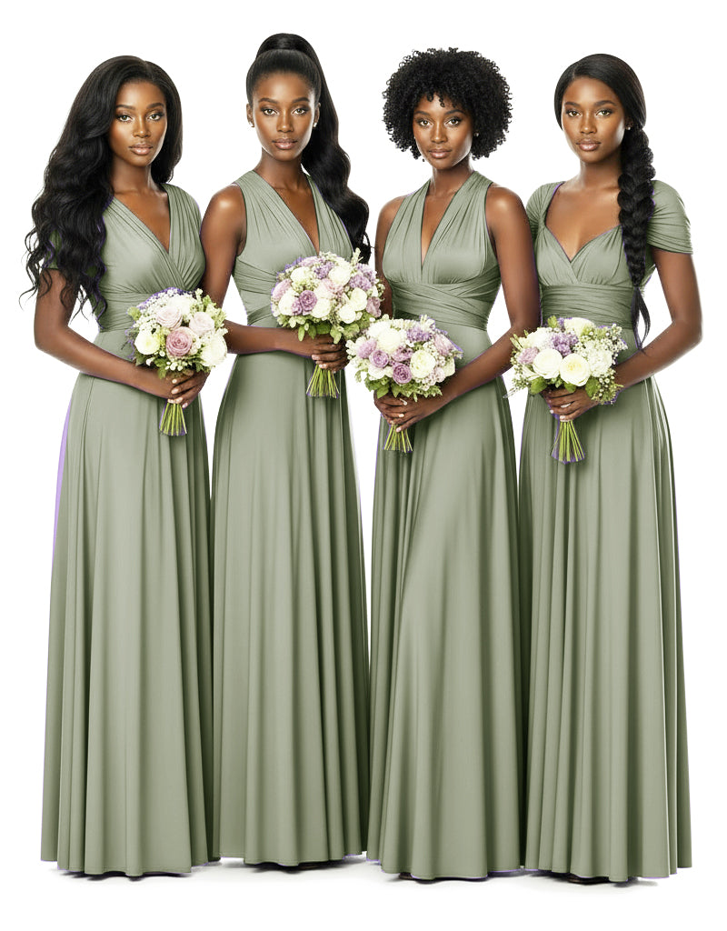 Bridesmaid Convertible Infinity Wrap Dress with pocketsdusty sage 