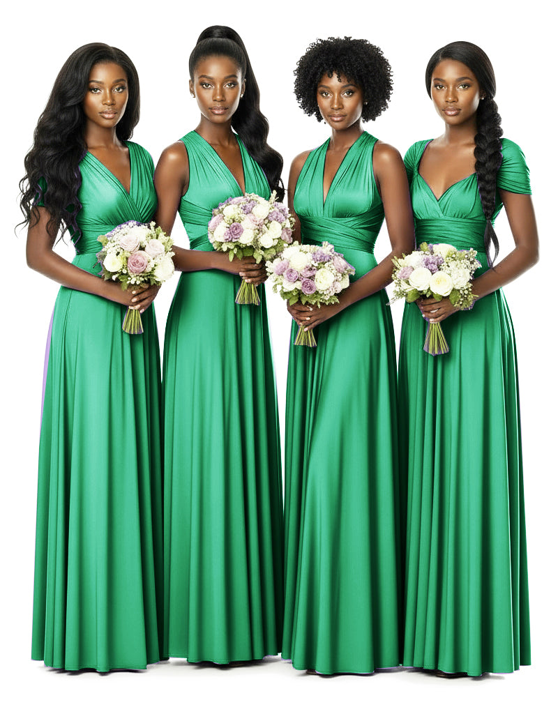 Bridesmaid Convertible Infinity Wrap Dress with pocketsemerald 