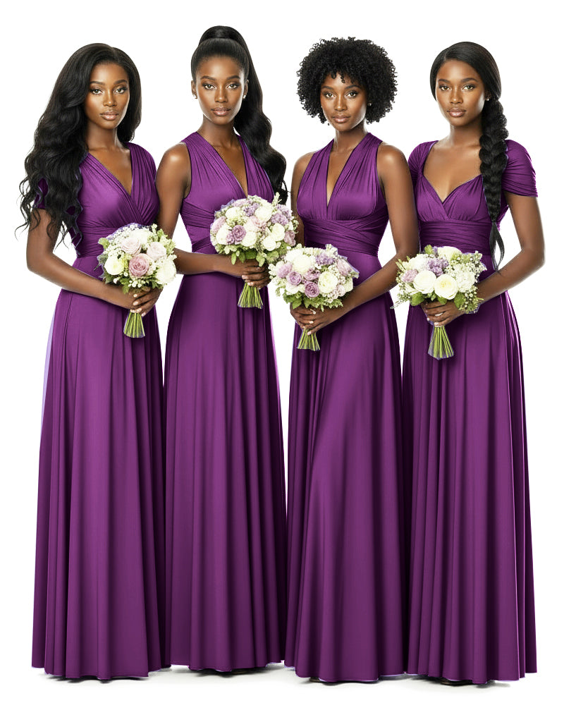 Bridesmaid Convertible Infinity Wrap Dress with pocketsgrape 