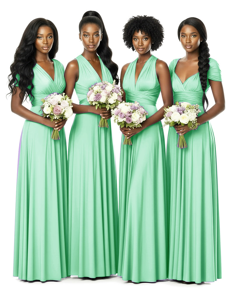 Bridesmaid Convertible Infinity Wrap Dress with pocketsmint green 