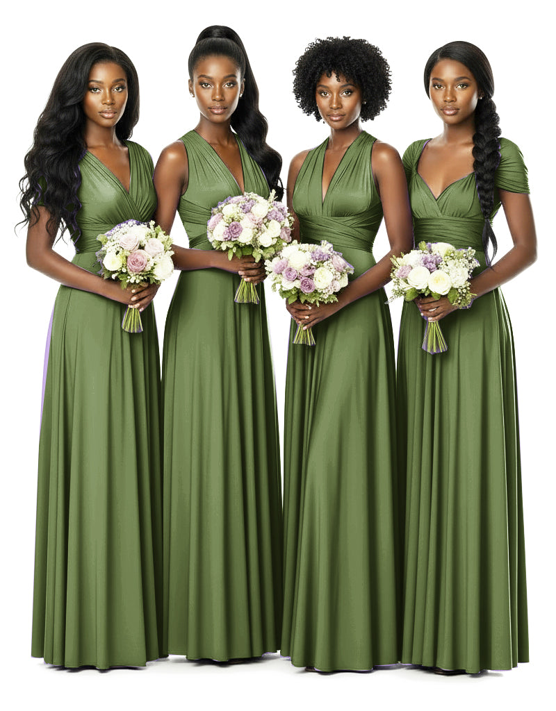 Bridesmaid Convertible Infinity Wrap Dress with pocketsolive 