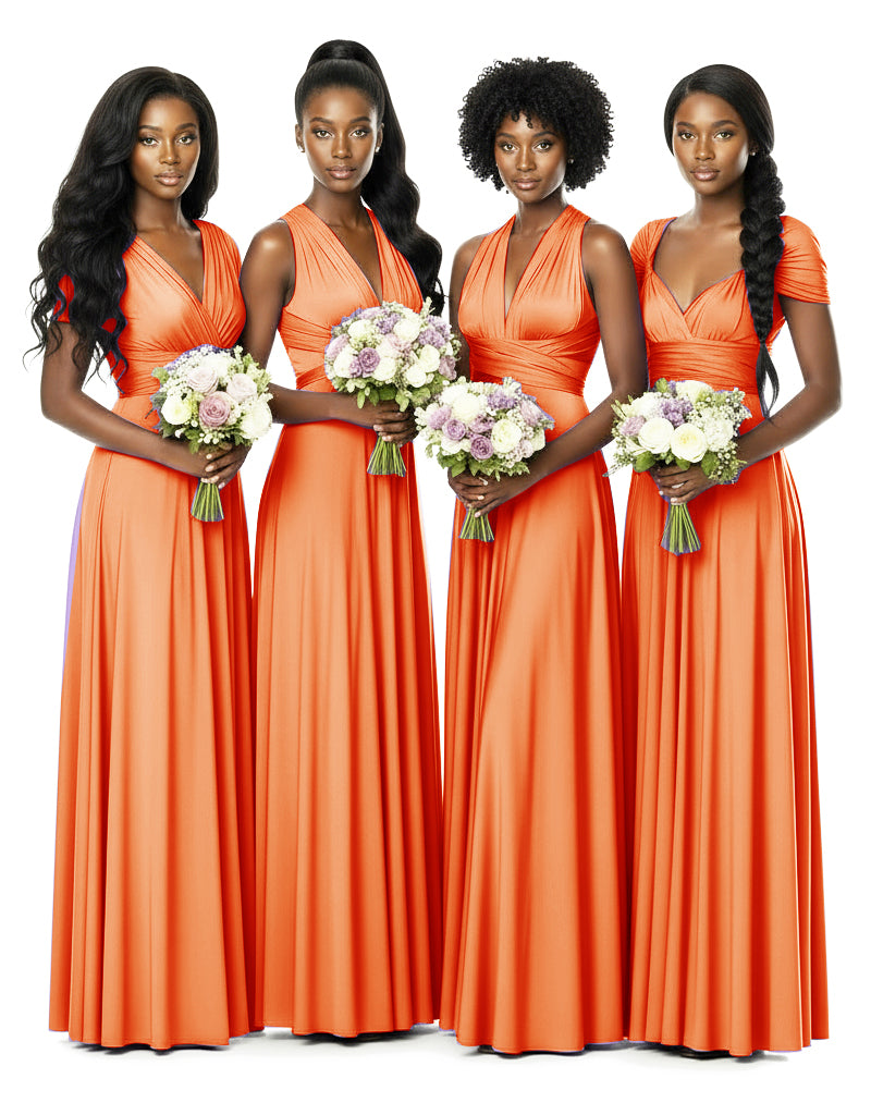 Bridesmaid Convertible Infinity Wrap Dress with pocketsorange 
