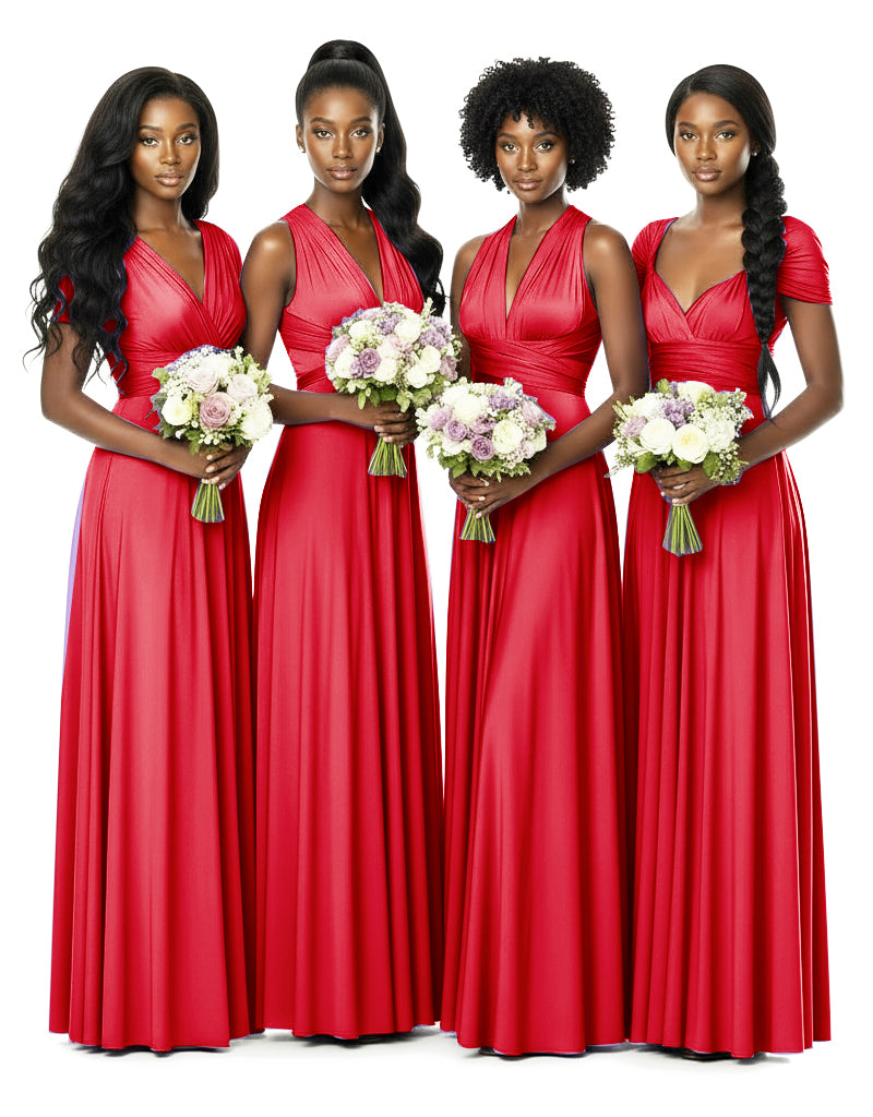 Bridesmaid Convertible Infinity Wrap Dress with pocketsred 