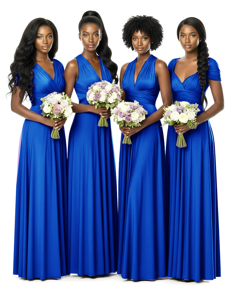 Bridesmaid Convertible Infinity Wrap Dress with pocketsroyal blue 