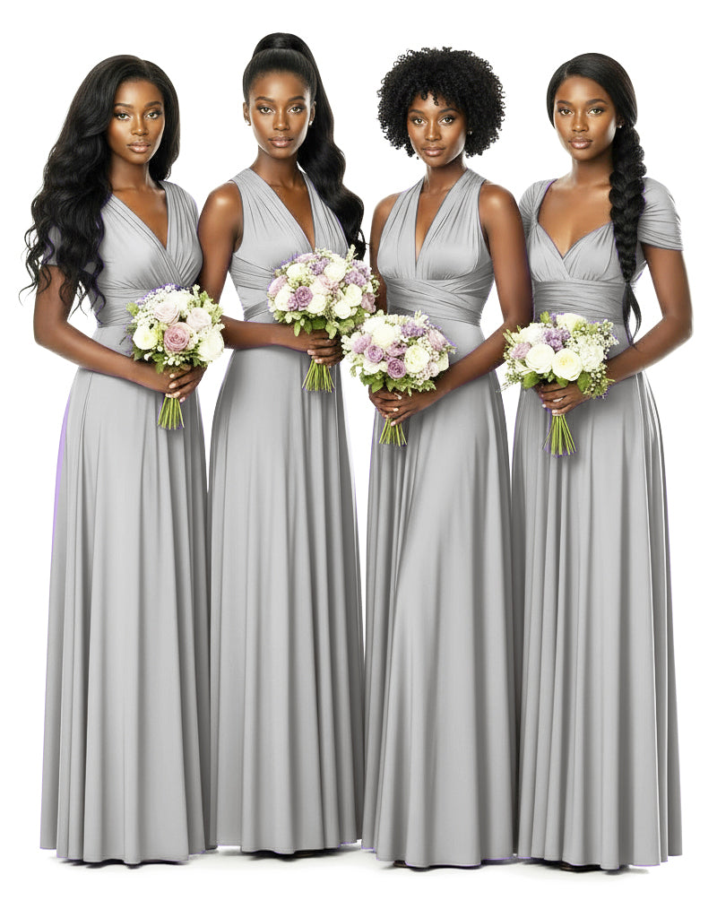 Bridesmaid Convertible Infinity Wrap Dress with pocketssilver 
