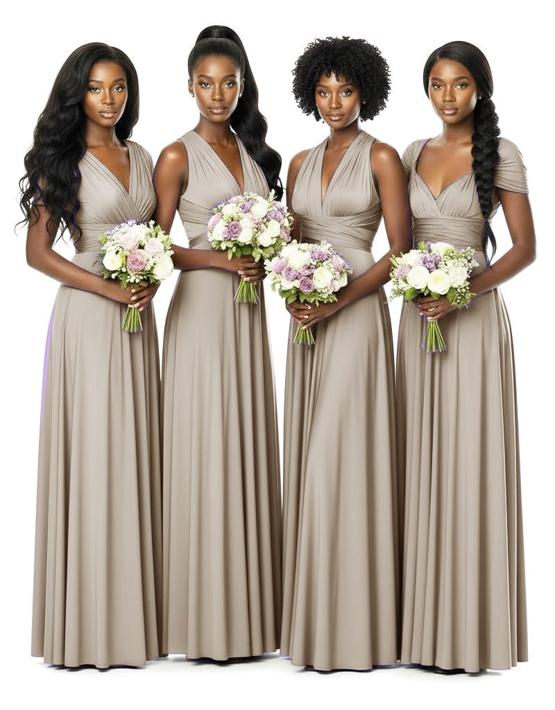 Bridesmaid Convertible Infinity Wrap Dress with pocketstaupe 