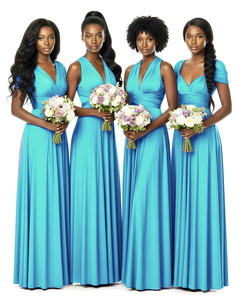 Bridesmaid Convertible Infinity Wrap Dress with pocketsturquoise blue 