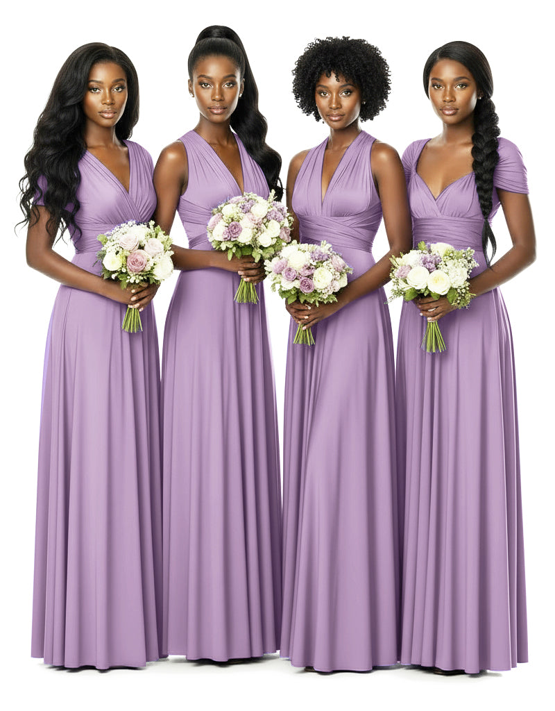 Bridesmaid Convertible Infinity Wrap Dress with pocketswisteria mauve 