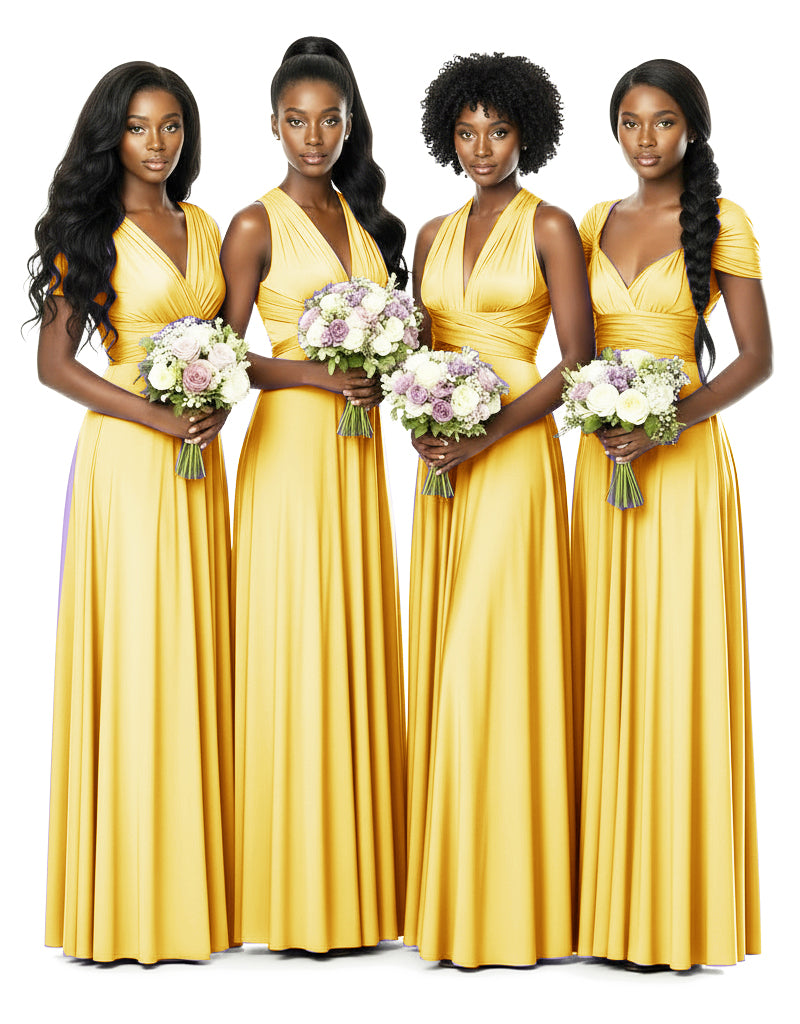 Bridesmaid Convertible Infinity Wrap Dress with pocketsyellow 