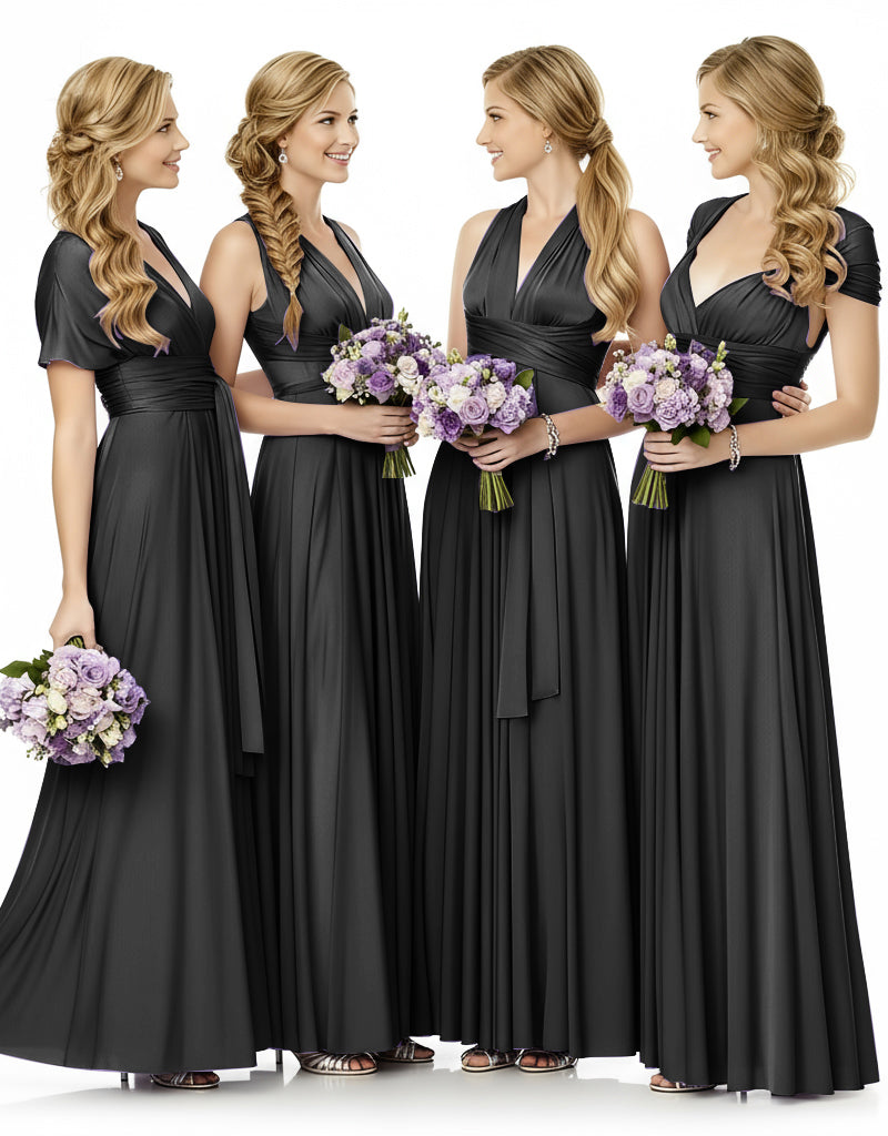Bridesmaid Maxi Infinity Dress With Pockets Multiway Design black 