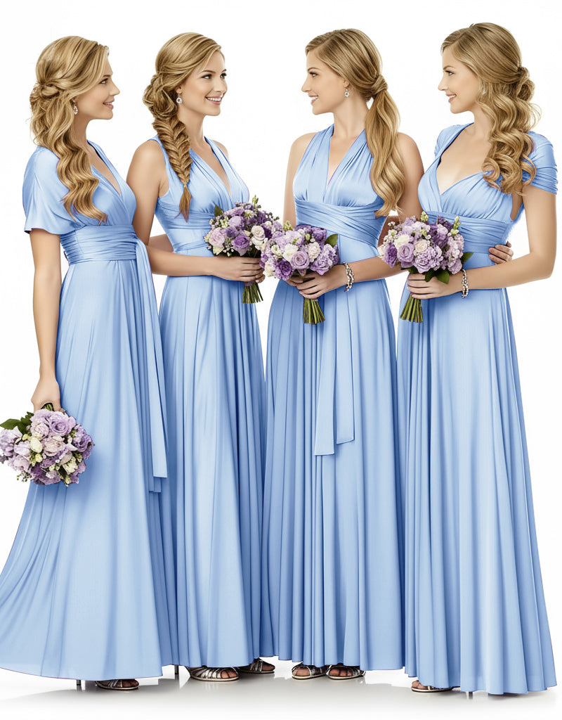 Bridesmaid Maxi Infinity Dress With Pockets Multiway Design blue 