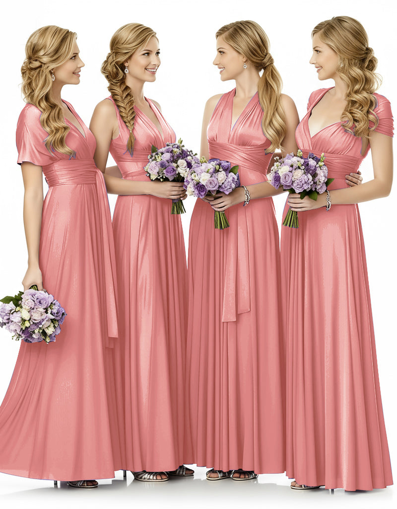 Bridesmaid Maxi Infinity Dress With Pockets Multiway Design blushing pink 