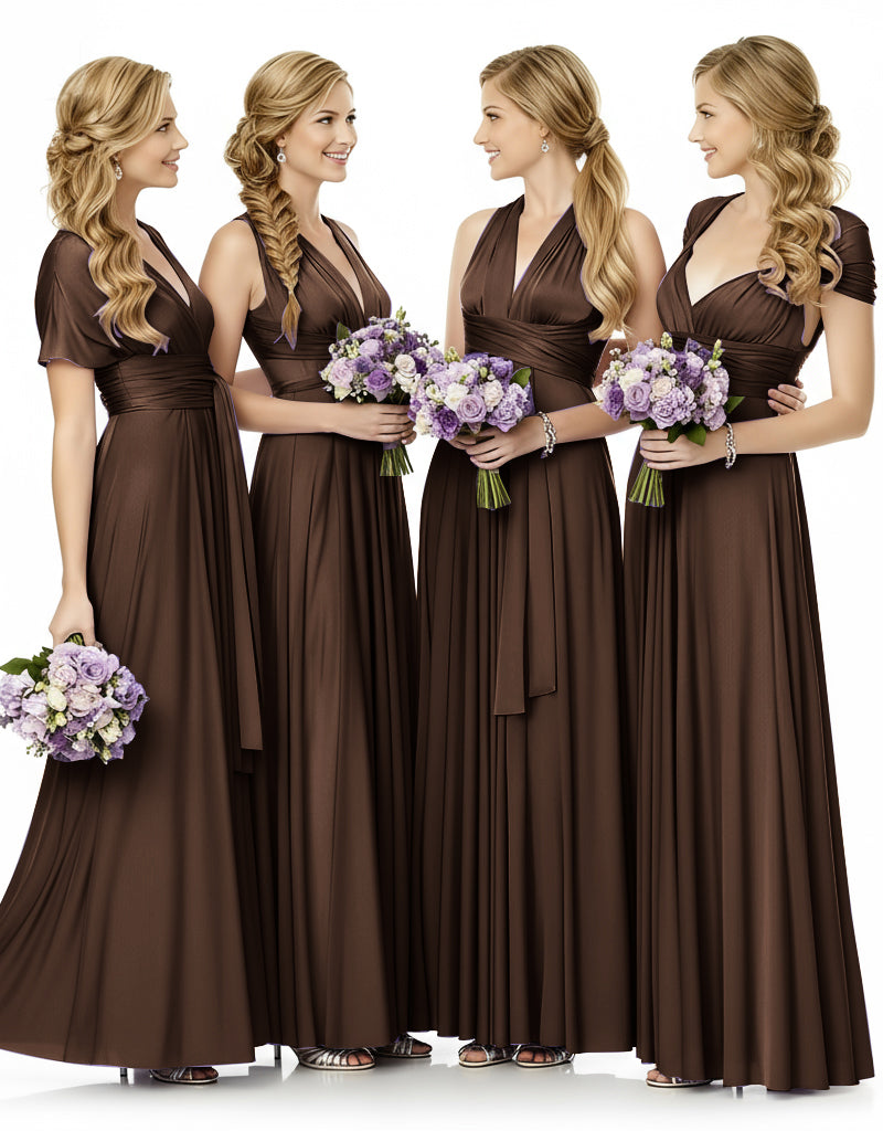 Bridesmaid Maxi Infinity Dress With Pockets Multiway Design brown 