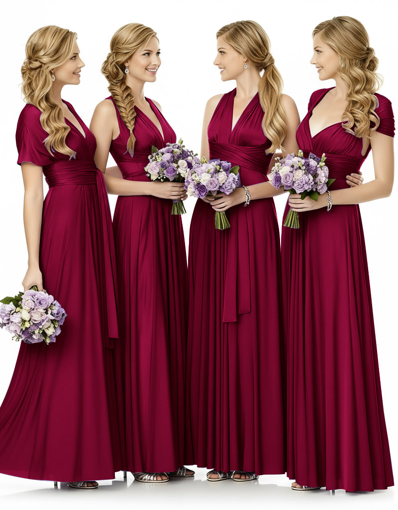 Bridesmaid Maxi Infinity Dress With Pockets Multiway Design burgundy 