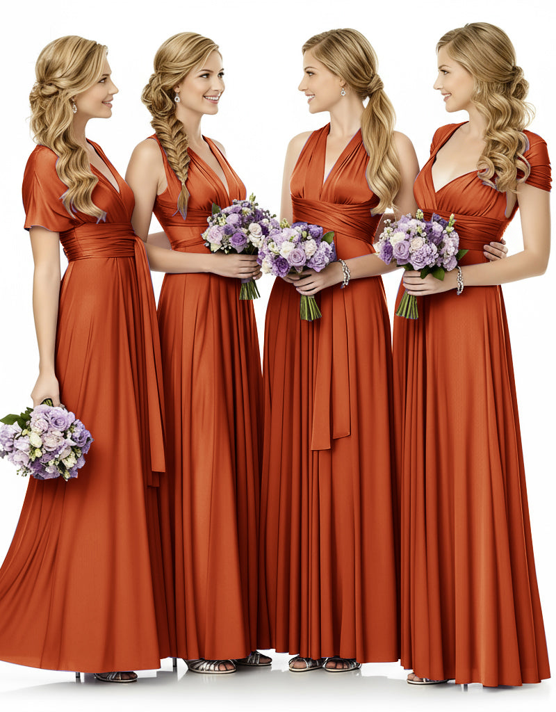 Bridesmaid Maxi Infinity Dress With Pockets Multiway Design burnt orange 