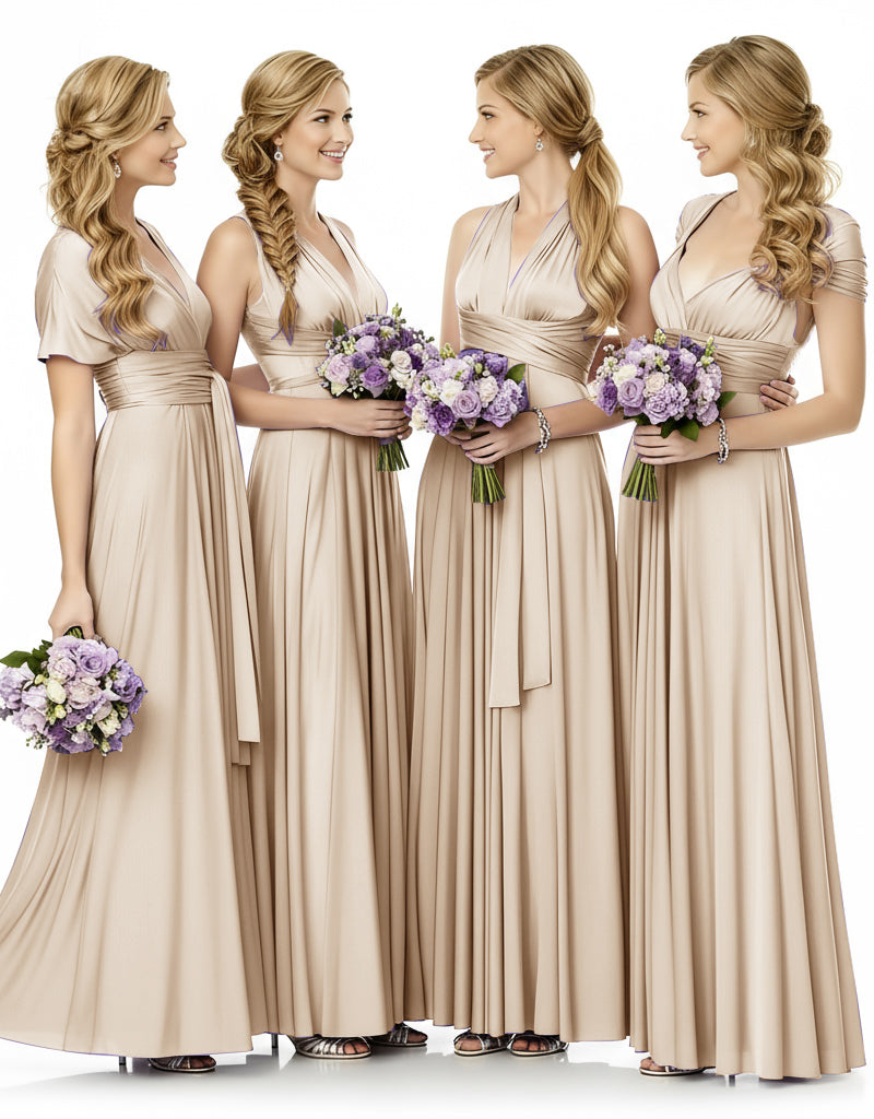 Bridesmaid Maxi Infinity Dress With Pockets Multiway Design champagne 