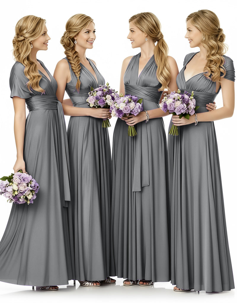 Bridesmaid Maxi Infinity Dress With Pockets Multiway Design charcoal grey 