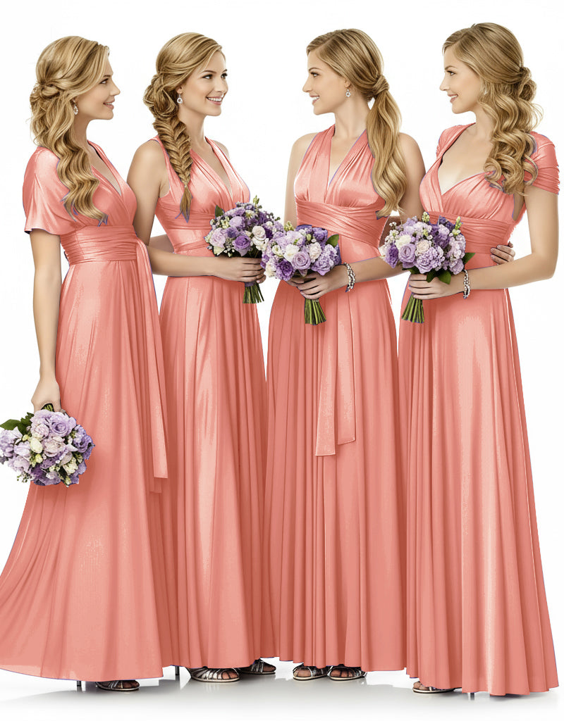 Bridesmaid Maxi Infinity Dress With Pockets Multiway Design coral 