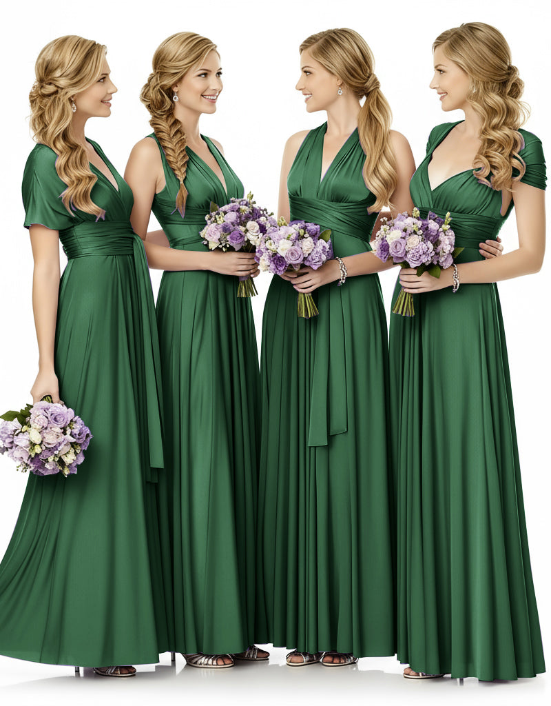 Bridesmaid Maxi Infinity Dress With Pockets Multiway Design dark green 