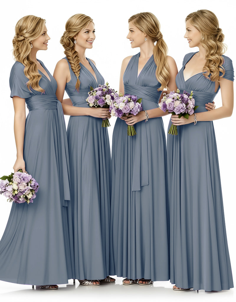 Bridesmaid Maxi Infinity Dress With Pockets Multiway Design dusty blue 