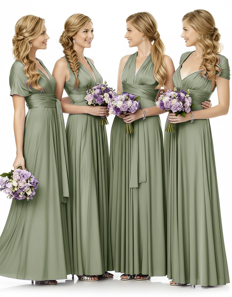 Bridesmaid Maxi Infinity Dress With Pockets Multiway Design dusty sage 