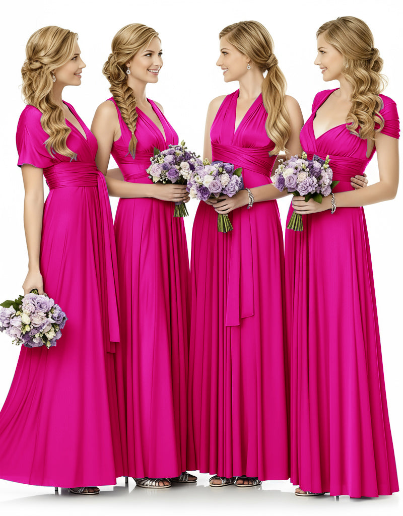 Bridesmaid Maxi Infinity Dress With Pockets Multiway Design fuchsia 