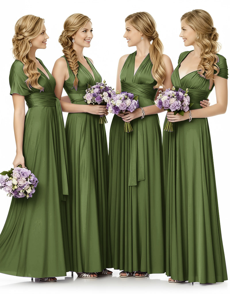 Bridesmaid Maxi Infinity Dress With Pockets Multiway Design olive 