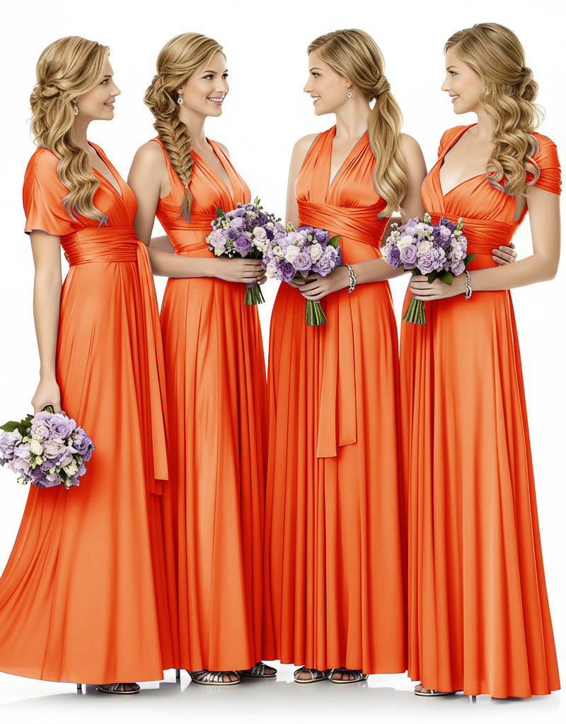 Bridesmaid Maxi Infinity Dress With Pockets Multiway Design orange 