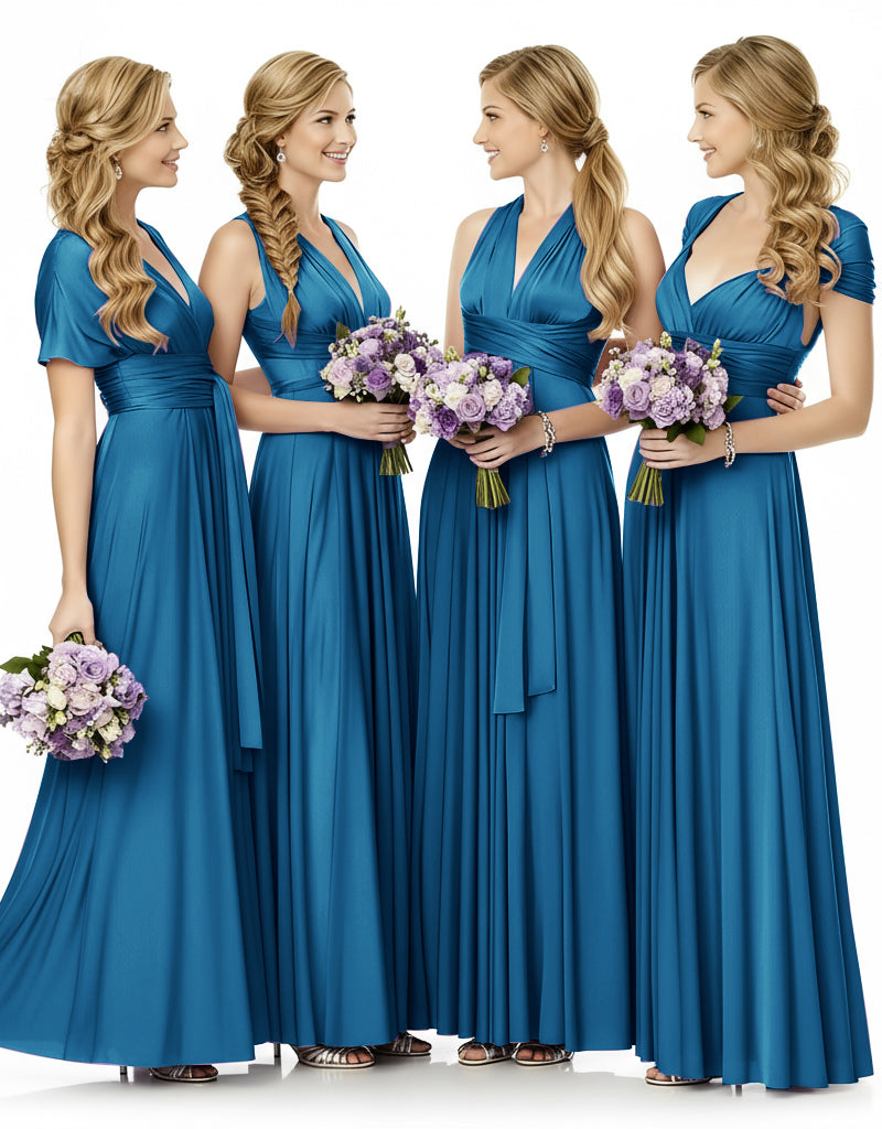 Bridesmaid Maxi Infinity Dress With Pockets Multiway Design peacock blue 