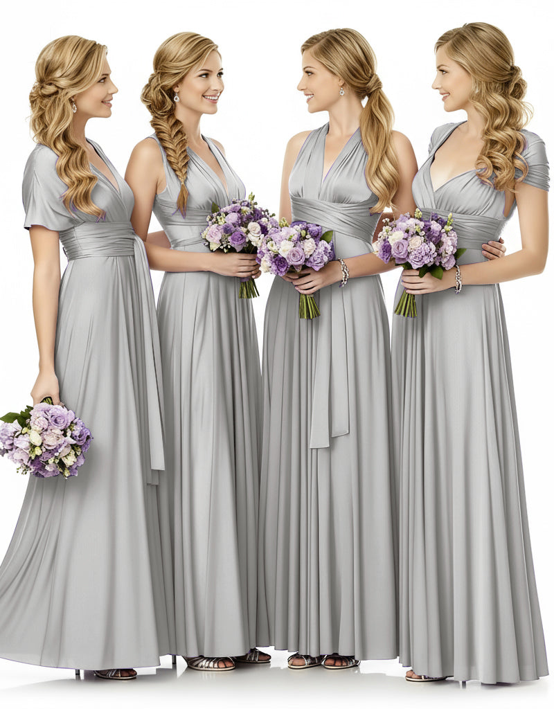 Bridesmaid Maxi Infinity Dress With Pockets Multiway Design silver 