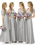 Bridesmaid Maxi Infinity Dress With Pockets Multiway Design silver 