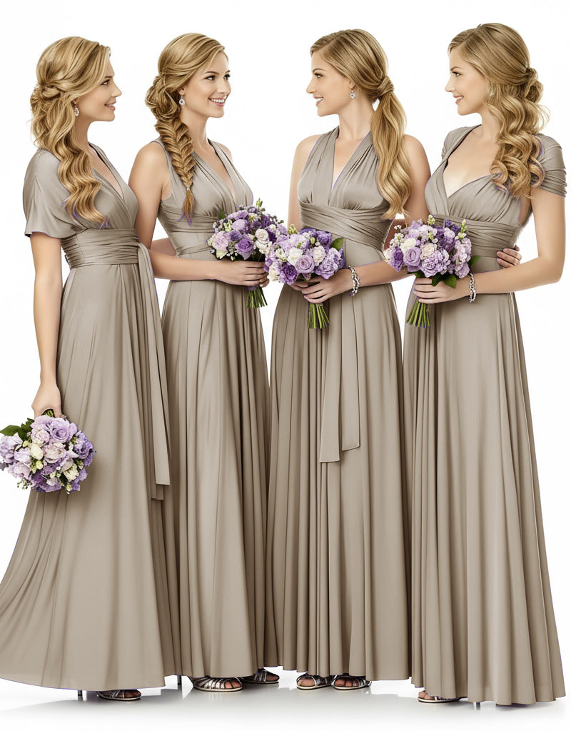 Bridesmaid Maxi Infinity Dress With Pockets Multiway Design taupe 