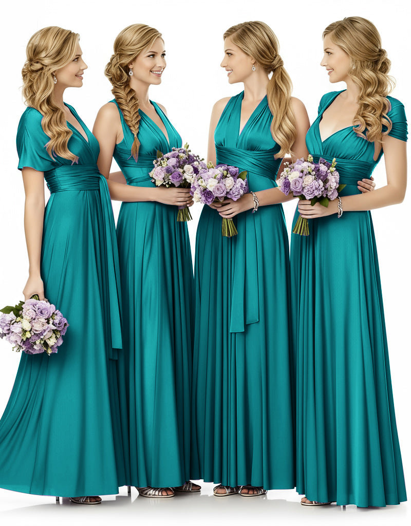 Bridesmaid Maxi Infinity Dress With Pockets Multiway Design teal green 