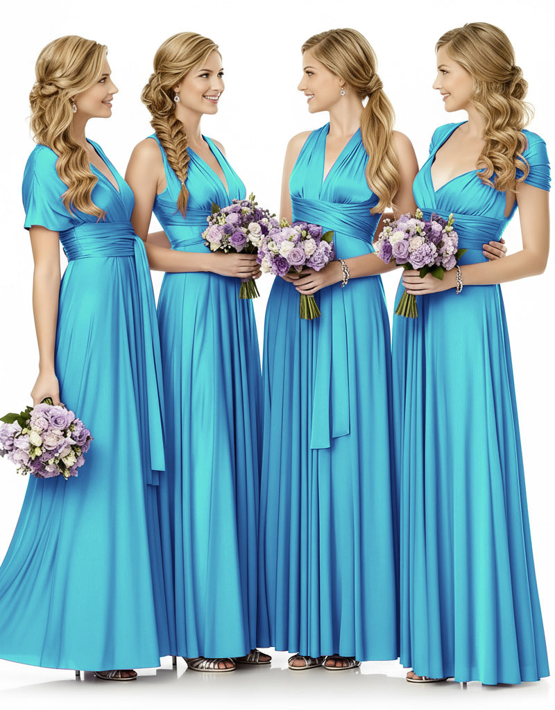 Bridesmaid Maxi Infinity Dress With Pockets Multiway Design turquoise blue 