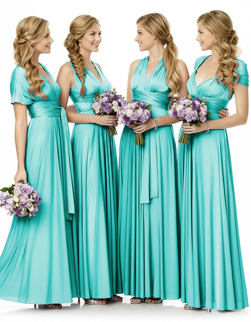 Bridesmaid Maxi Infinity Dress With Pockets Multiway Design turquoise 