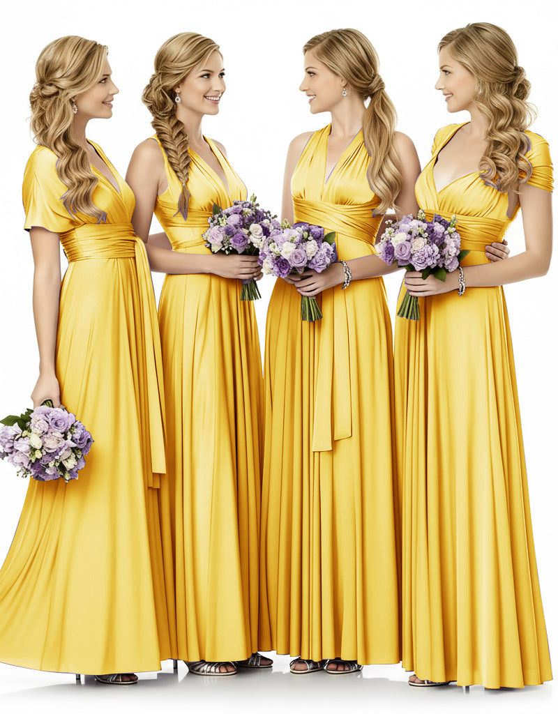 Bridesmaid Maxi Infinity Dress With Pockets Multiway Design yellow 