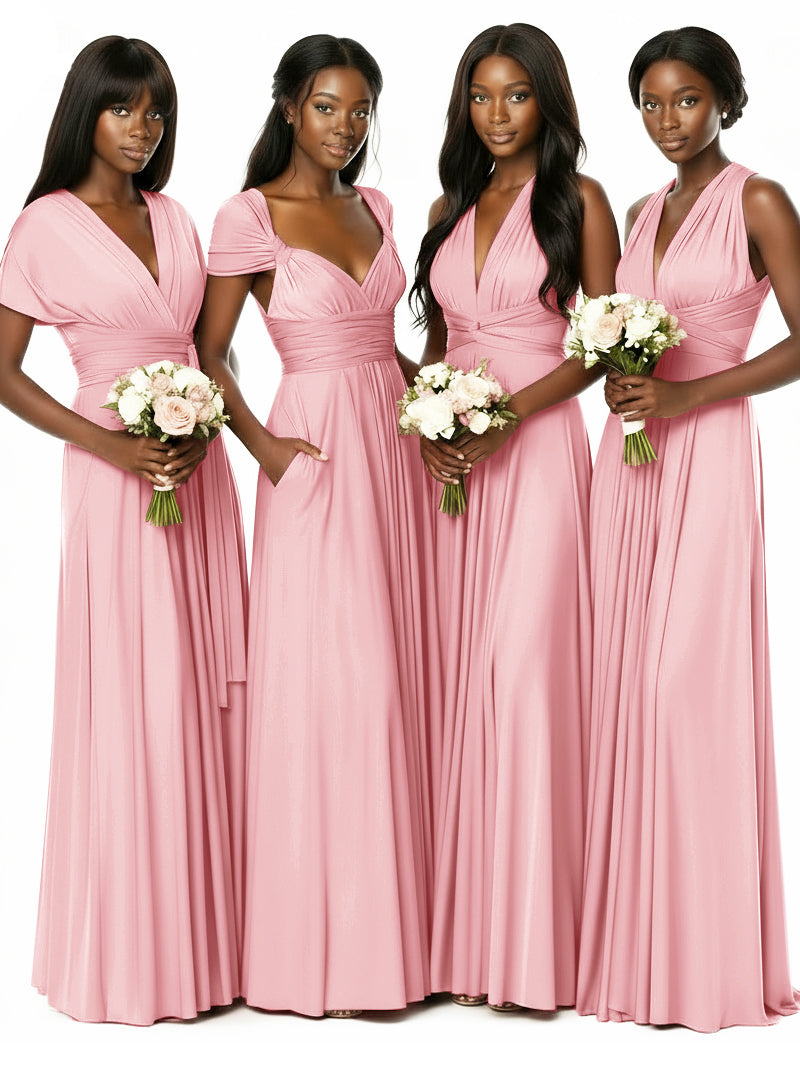 Convertible Bridesmaid Multiway Convertible Maxi Dress With Pockets Regular Plus sizeblushing pink 