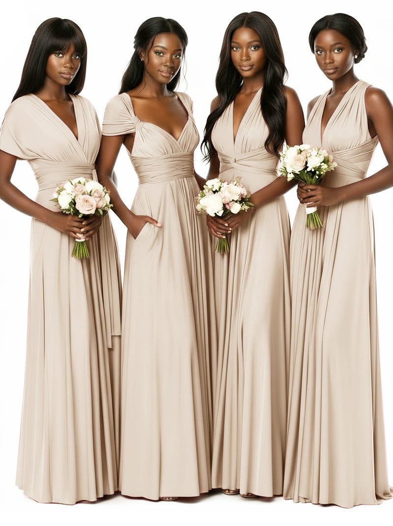 Convertible Bridesmaid Multiway Convertible Maxi Dress With Pockets Regular Plus sizechampagne 