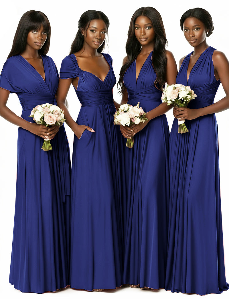 Convertible Bridesmaid Multiway Convertible Maxi Dress With Pockets Regular Plus sizedark navy 