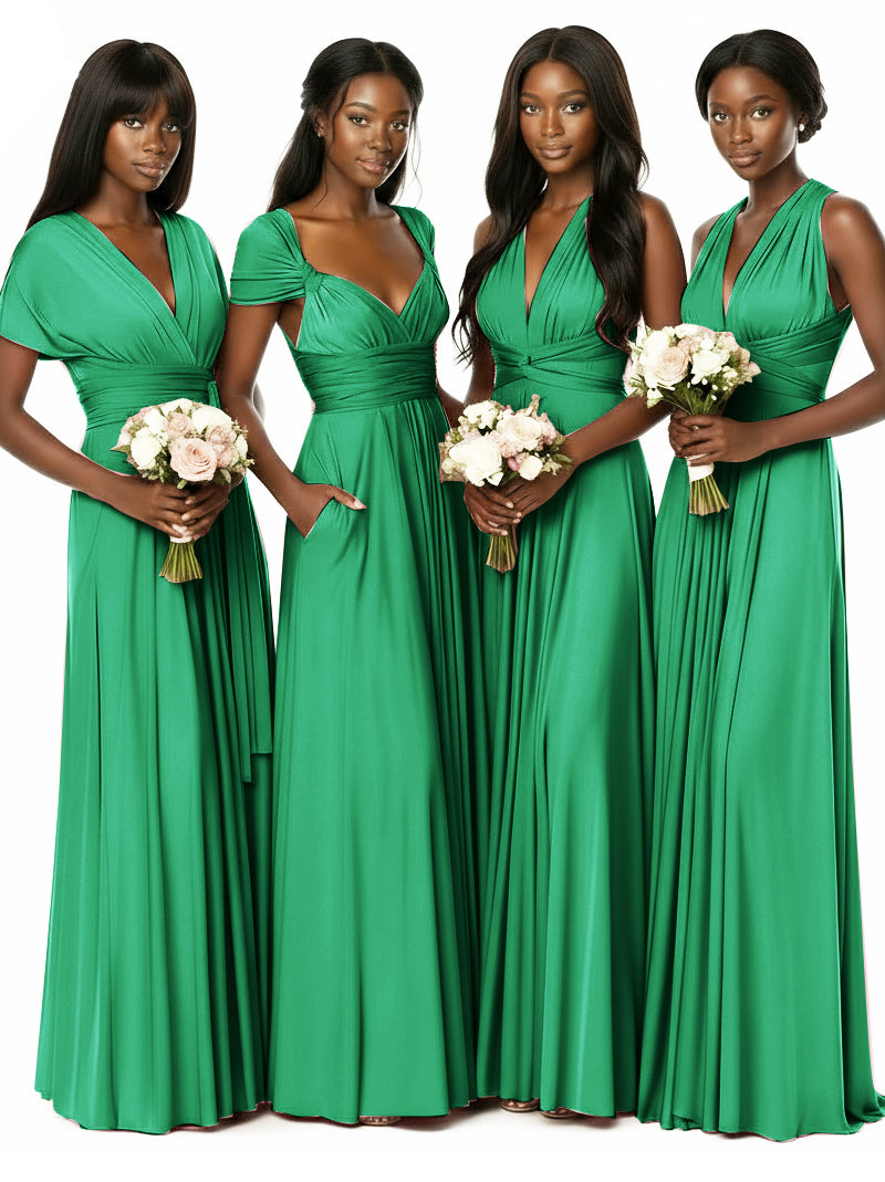 Convertible Bridesmaid Multiway Convertible Maxi Dress With Pockets Regular Plus sizeemerald 