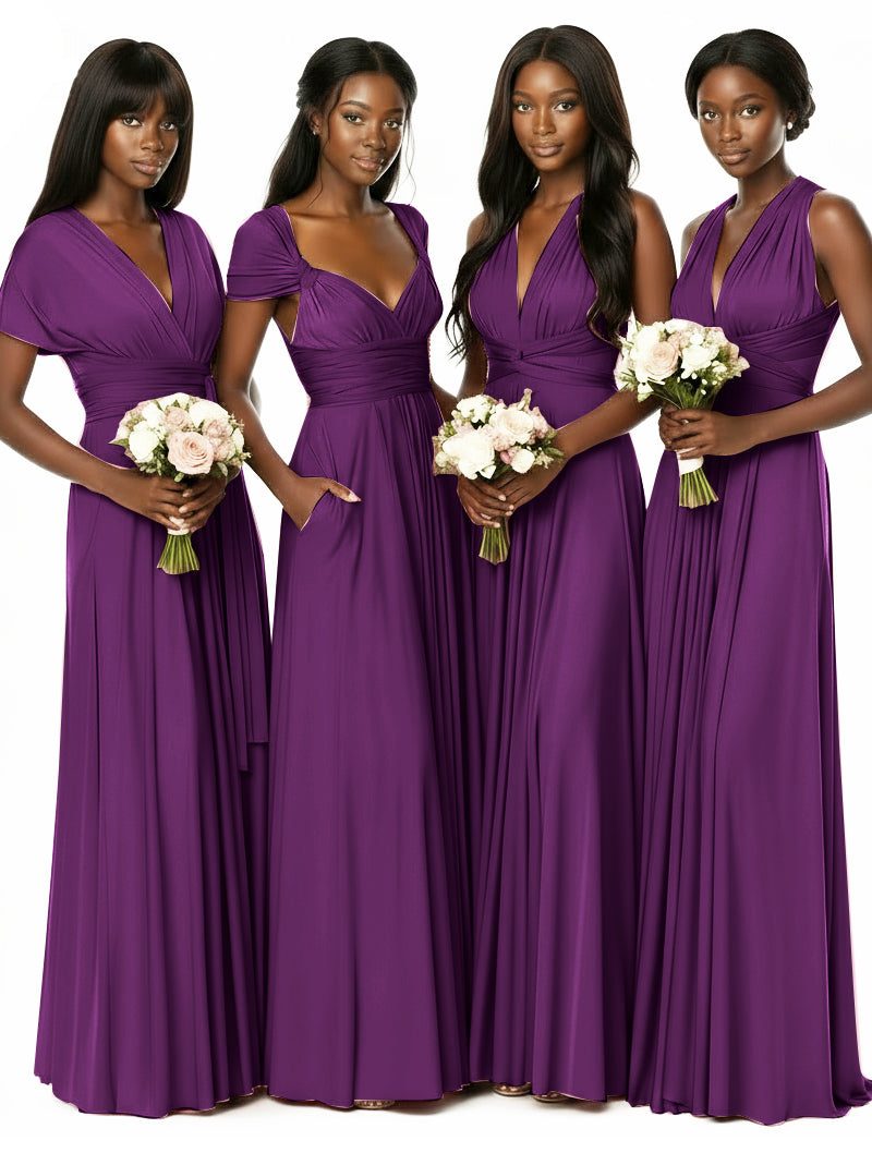 Convertible Bridesmaid Multiway Convertible Maxi Dress With Pockets Regular Plus sizegrape 