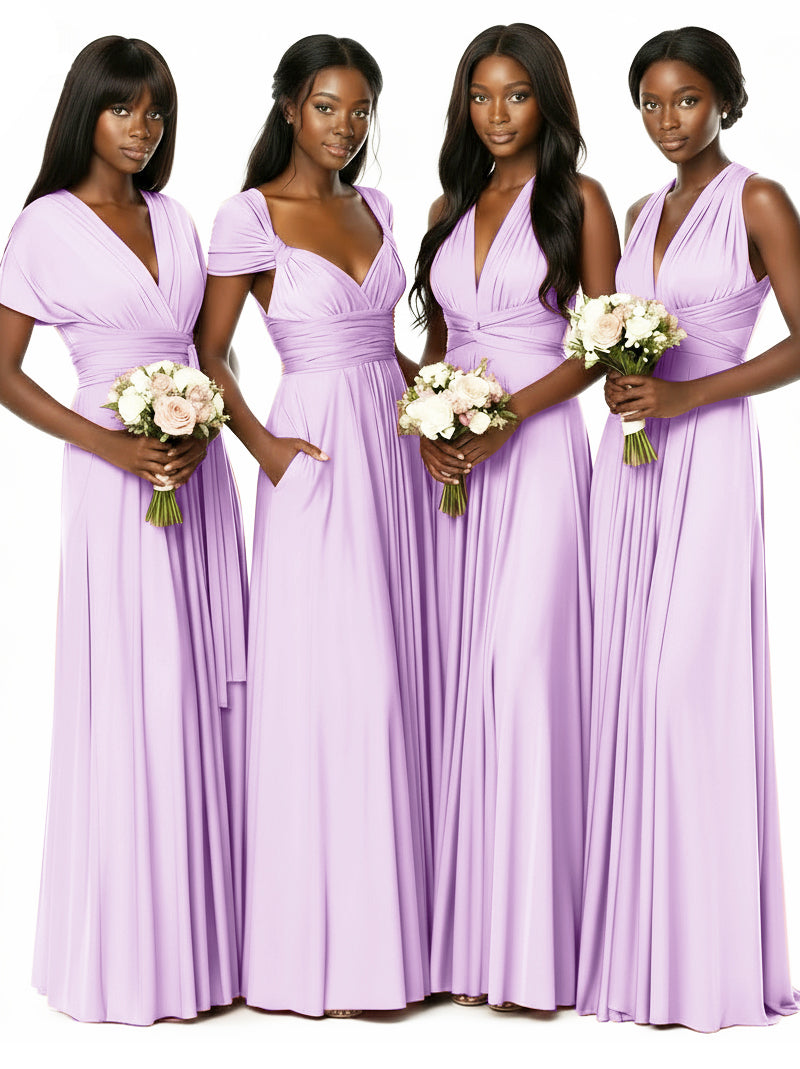 Convertible Bridesmaid Multiway Convertible Maxi Dress With Pockets Regular Plus sizelilac 
