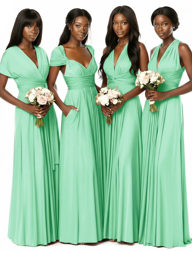 Convertible Bridesmaid Multiway Convertible Maxi Dress With Pockets Regular Plus sizemint green 