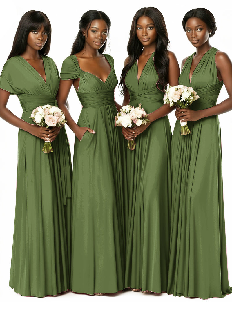 Convertible Bridesmaid Multiway Convertible Maxi Dress With Pockets Regular Plus sizeolive 