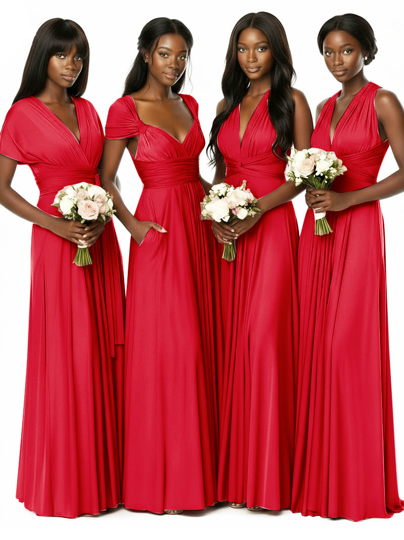 Convertible Bridesmaid Multiway Convertible Maxi Dress With Pockets Regular Plus sizered 