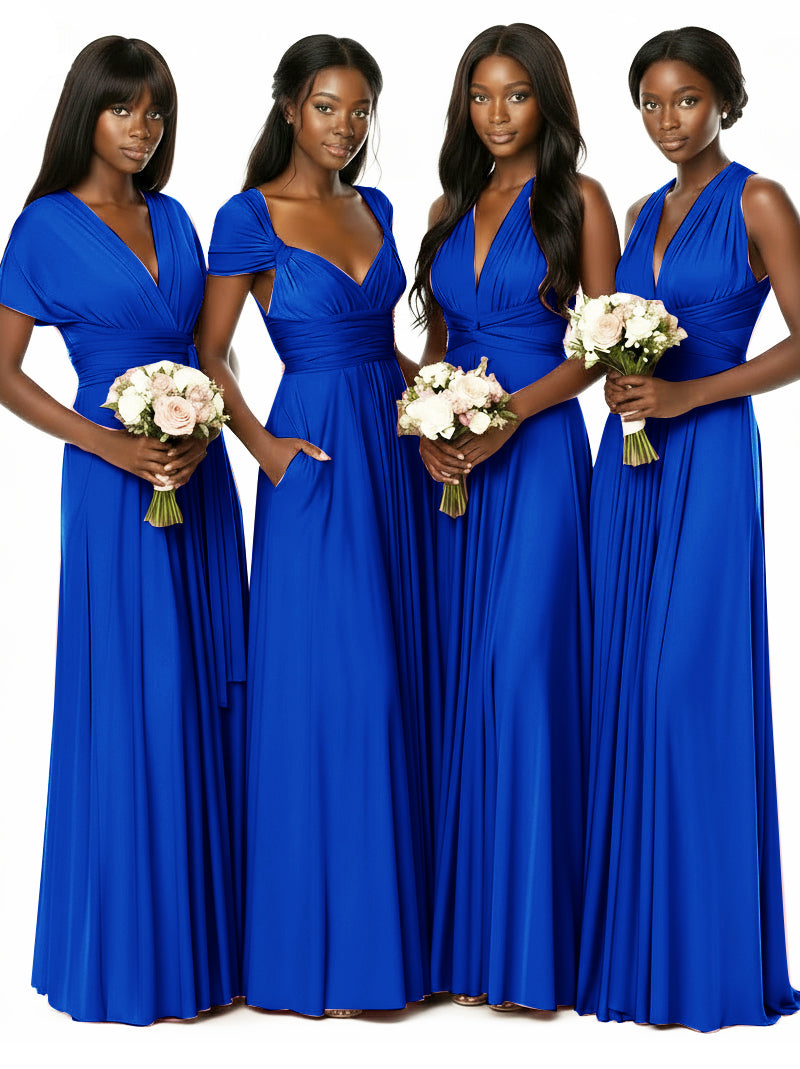 Convertible Bridesmaid Multiway Convertible Maxi Dress With Pockets Regular Plus sizeroyal blue 