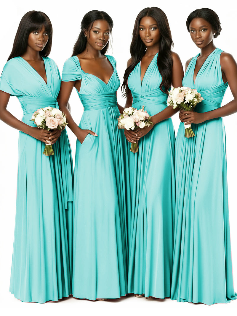 Convertible Bridesmaid Multiway Convertible Maxi Dress With Pockets Regular Plus sizeturquoise 