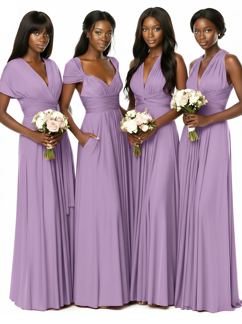 Convertible Bridesmaid Multiway Convertible Maxi Dress With Pockets Regular Plus sizewisteria mauve 
