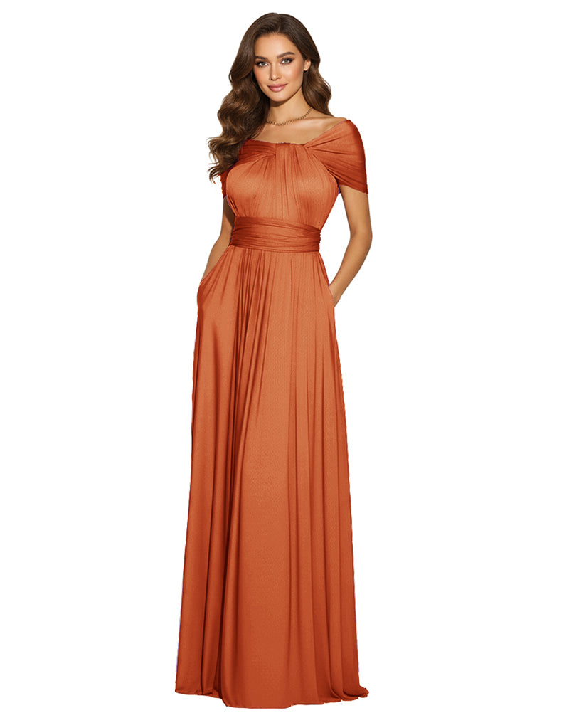 Multi-Way Wrap Long Maxi Infinity Dress With Pockets Regular Plus size Wedding Bridal Party Bridemaids Gown