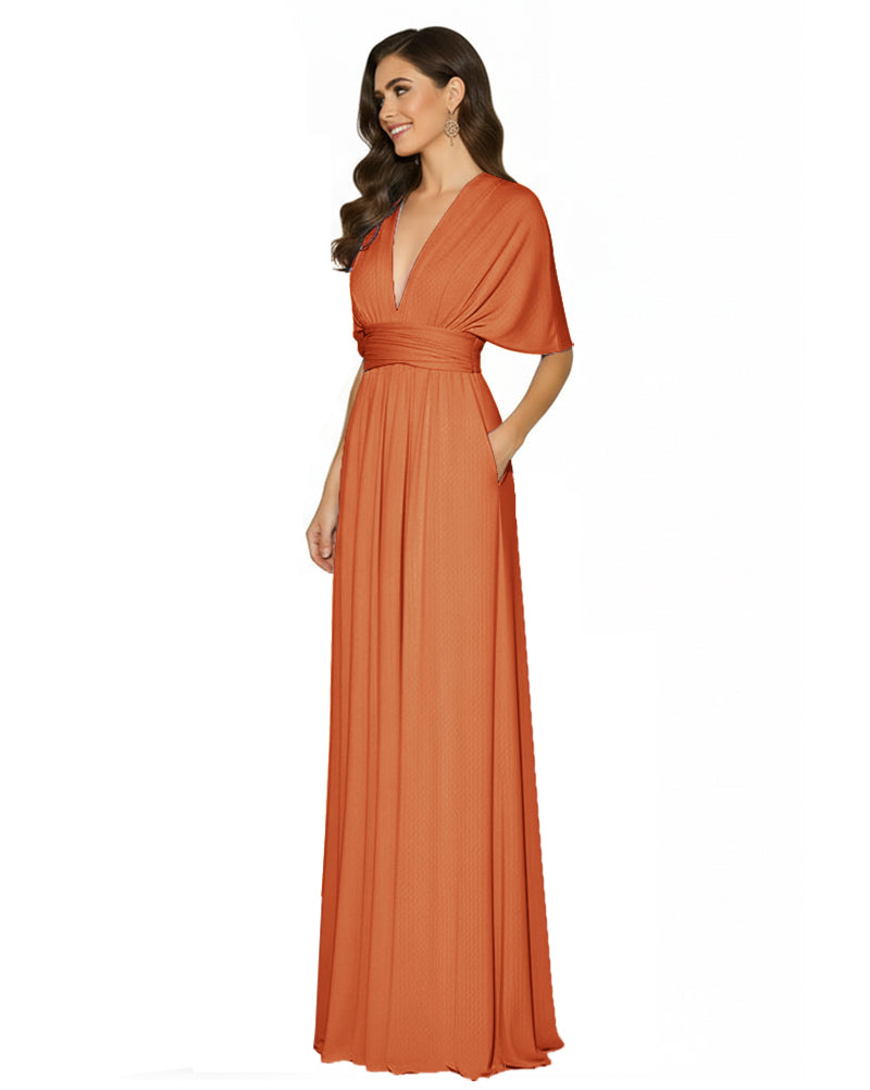 Multi-Way Wrap Long Maxi Infinity Dress With Pockets Regular Plus size Wedding Bridal Party Bridemaids Gown